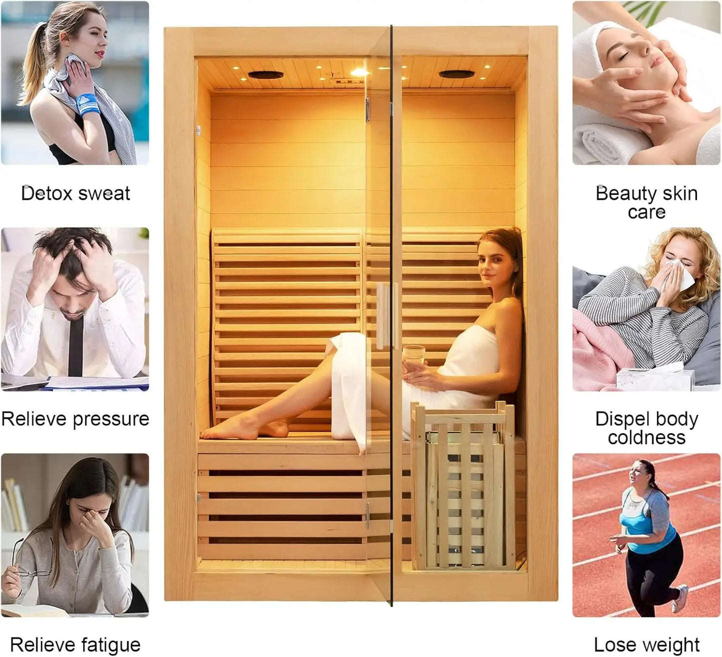 SMARTMAK 2 Person Hemlock Steam Sauna Harvia 3.5kW