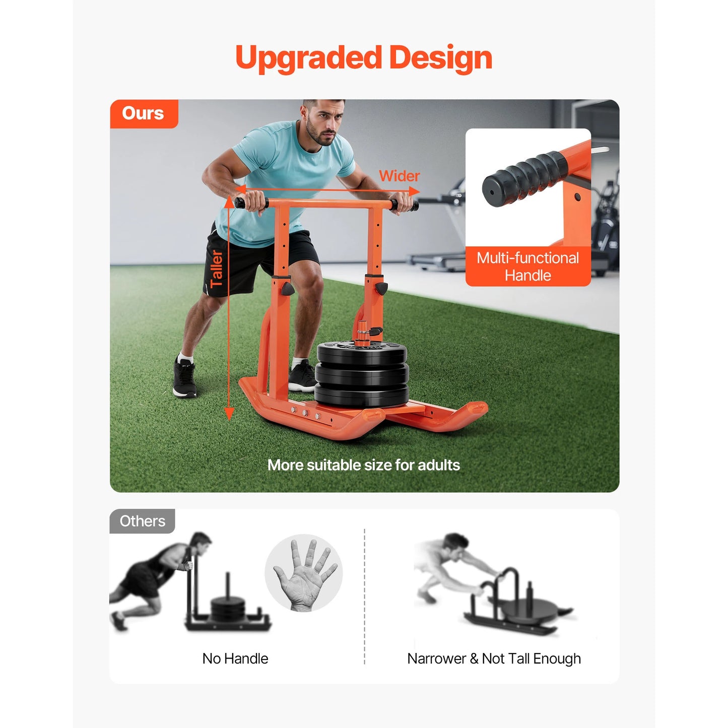 SucceBuy Steel Weight Sled Adjustable Height Fitness
