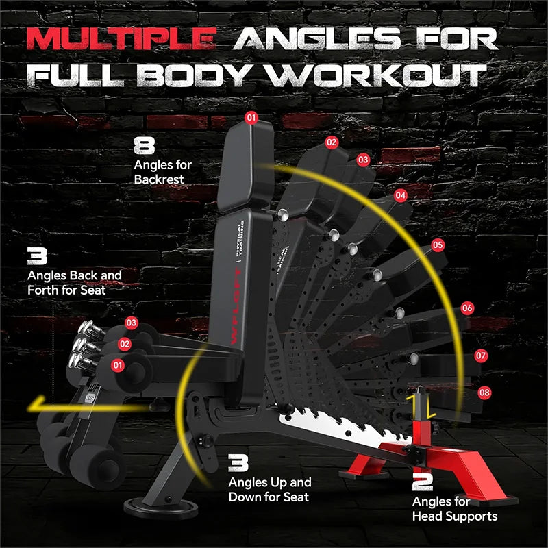 Pooboo Commercial Adjustable Weight Bench For Home Gym