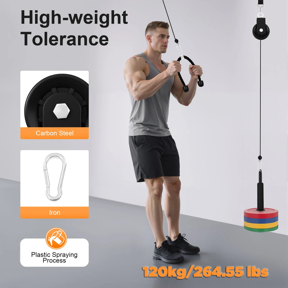 Home Gym Cable Weight Pulley System With Safety Ropes