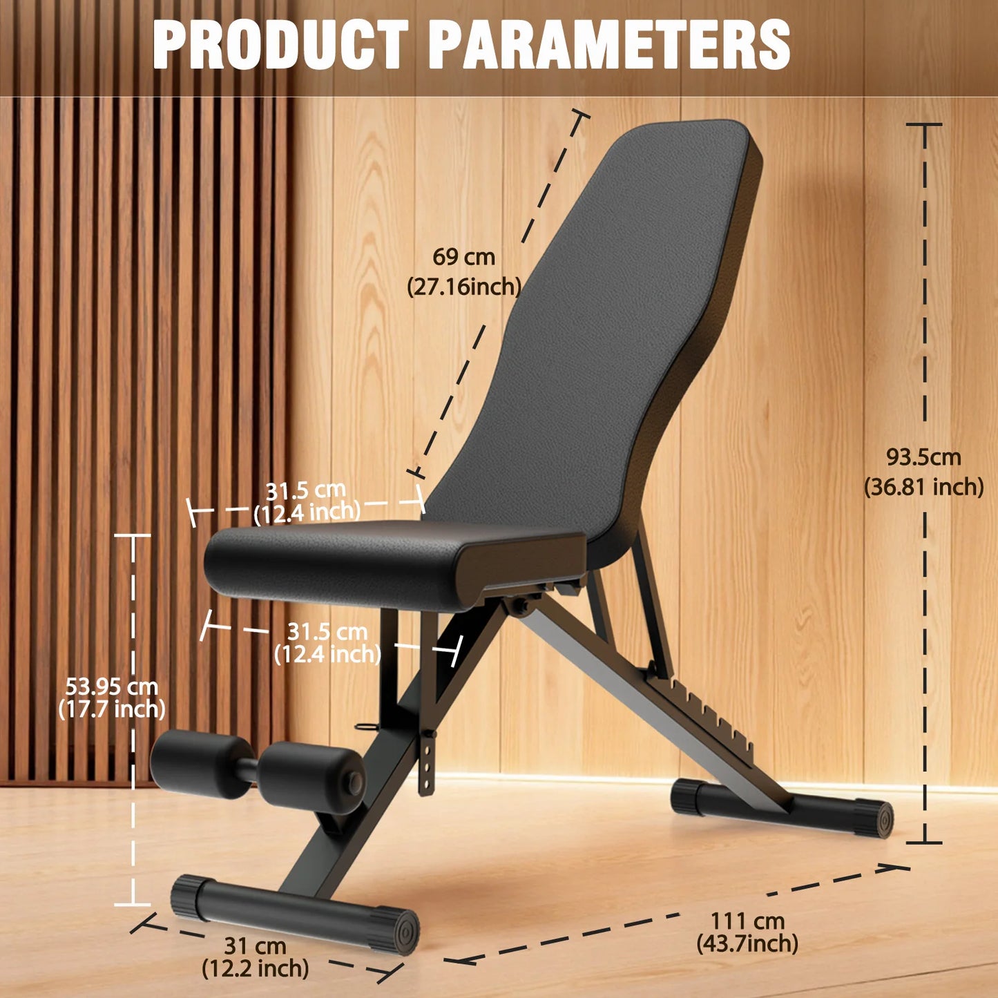 Adjustable Foldable Weight Bench For Strength Training