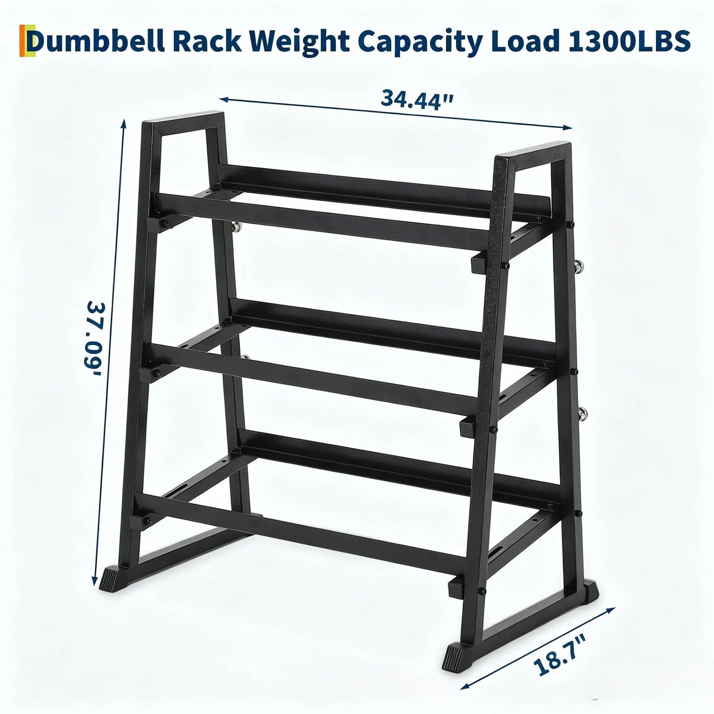 HiMISS 3-Tier Dumbbell Rack Weight Stand Trapezoidal Frame
