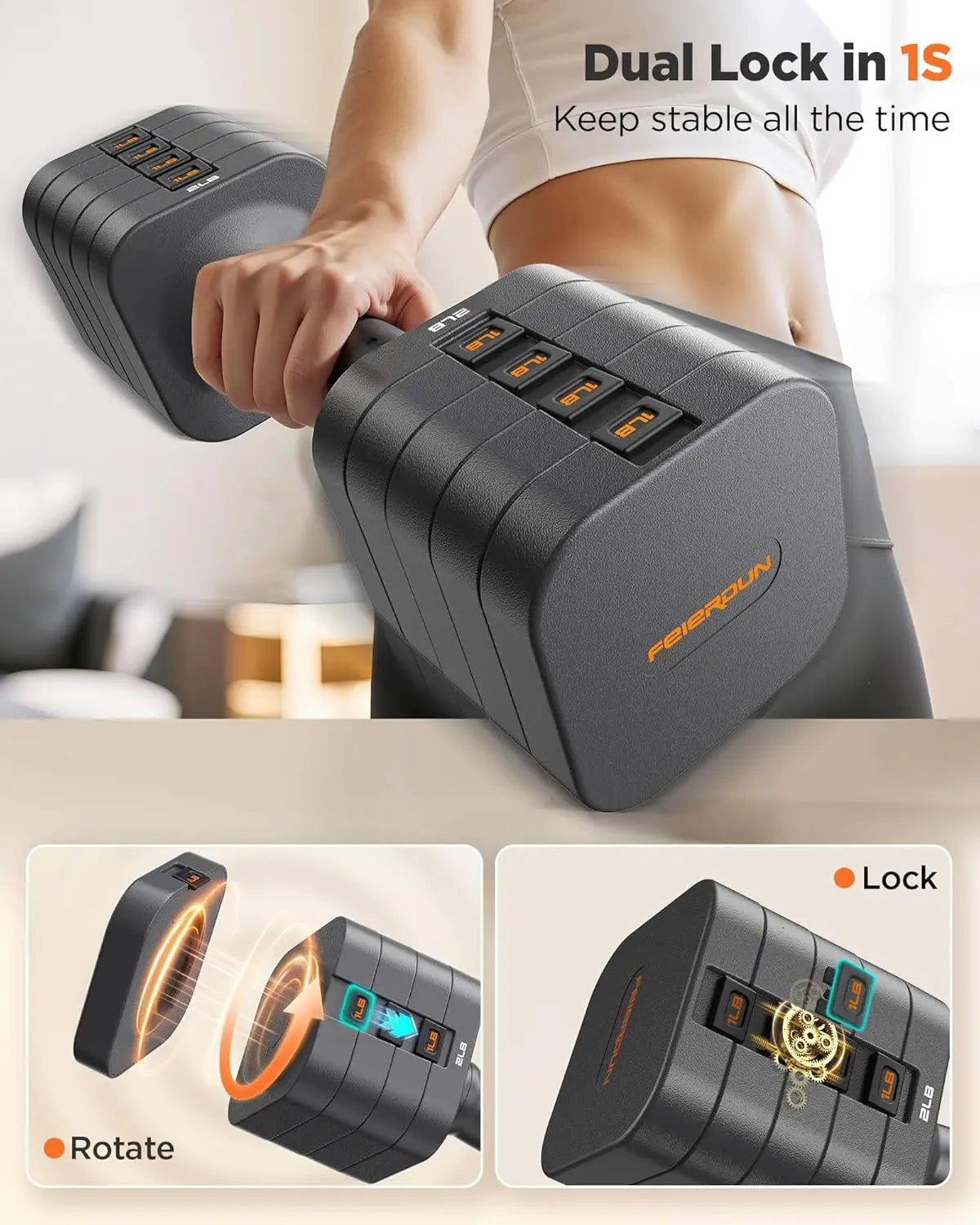 Feierdun Adjustable Dumbbell Set Of 2 Home Gym Fitness
