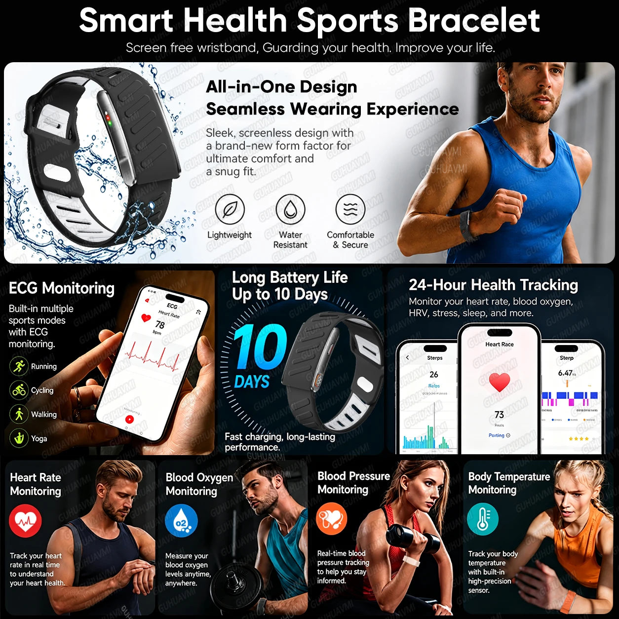 Smart Fitness Bracelet With ECG Heart Rate Sleep Monitor