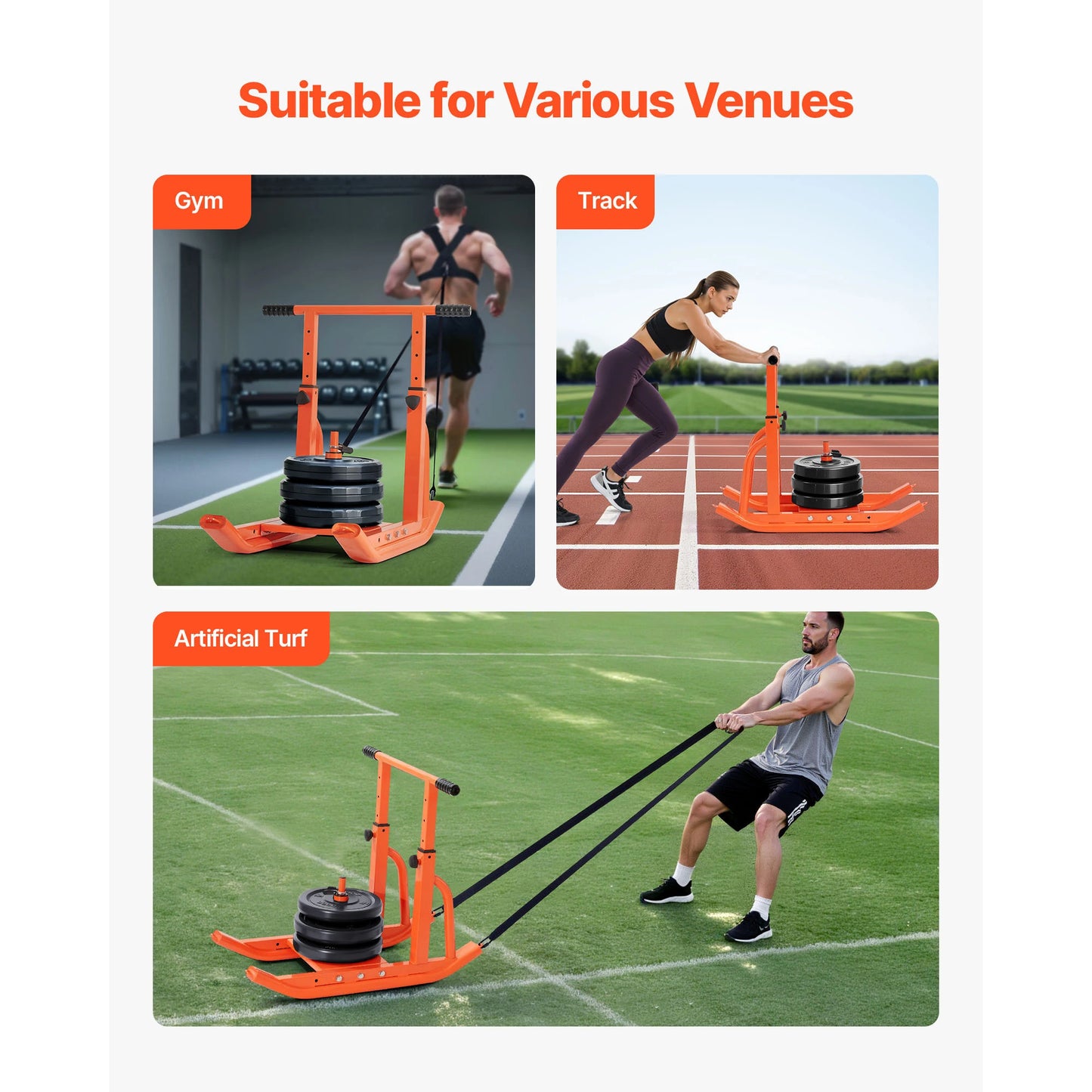 SucceBuy Steel Weight Sled Adjustable Height Fitness
