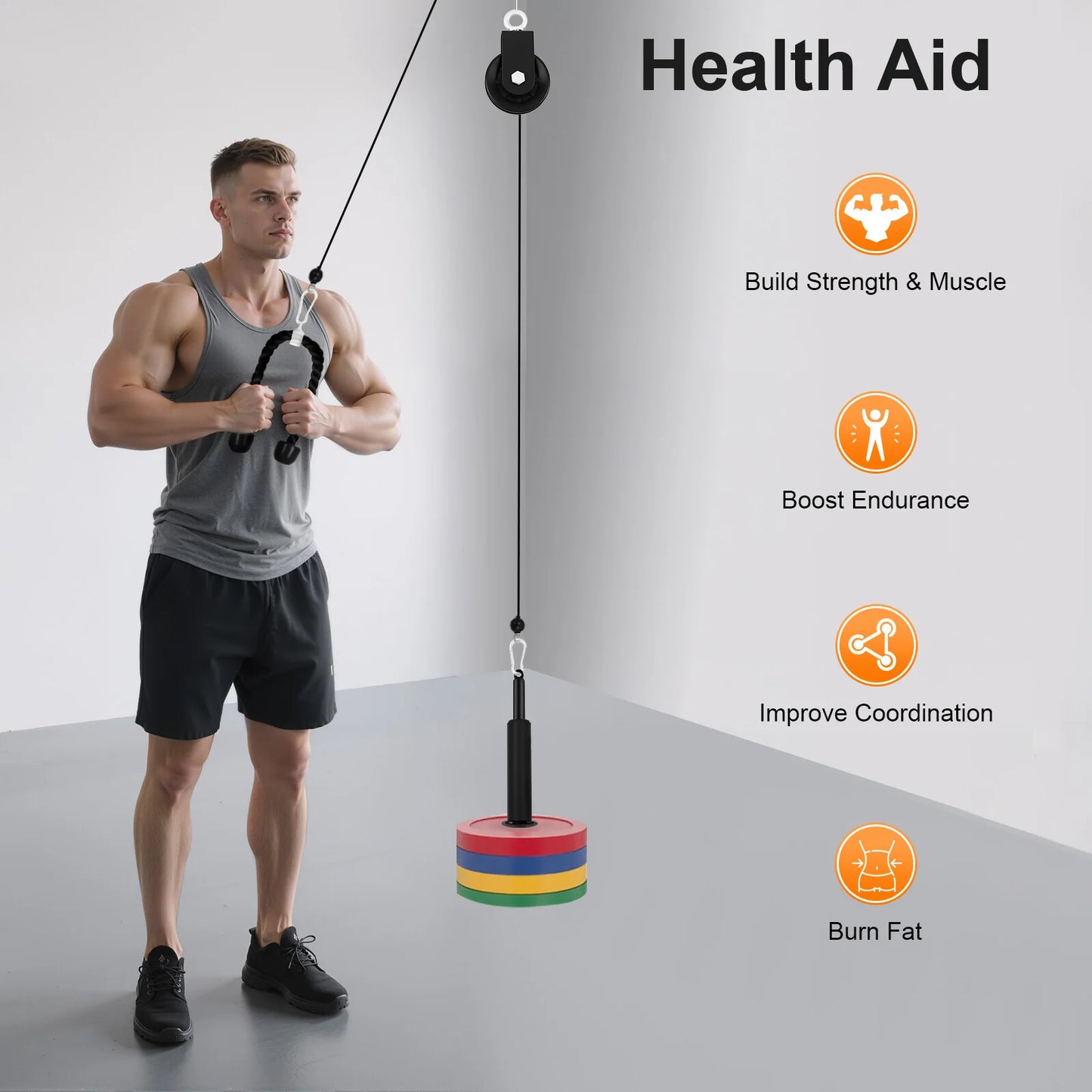 Home Gym Cable Weight Pulley System With Safety Ropes