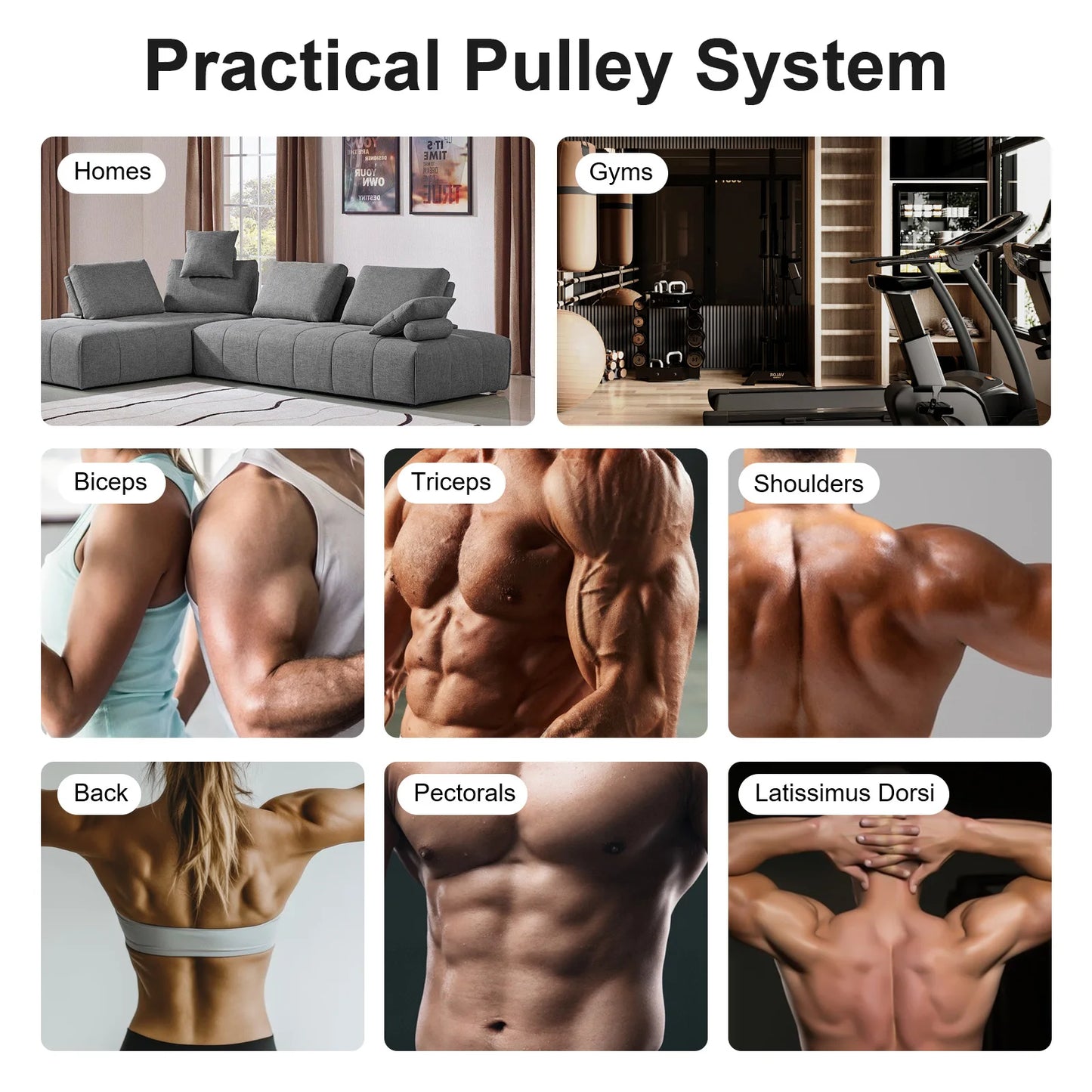 Home Gym Cable Weight Pulley System With Safety Ropes