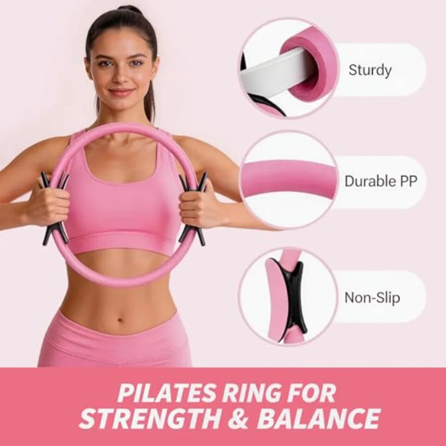 Pilates Circle Kit 18 Piece Home Exercise Set With Ring
