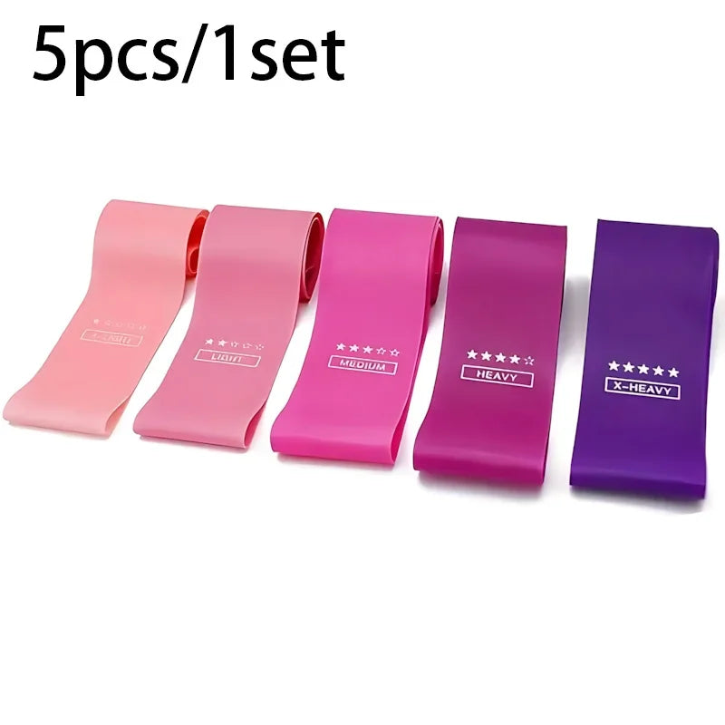 5 Piece Exercise Bands Latex Loop Set Strength Training