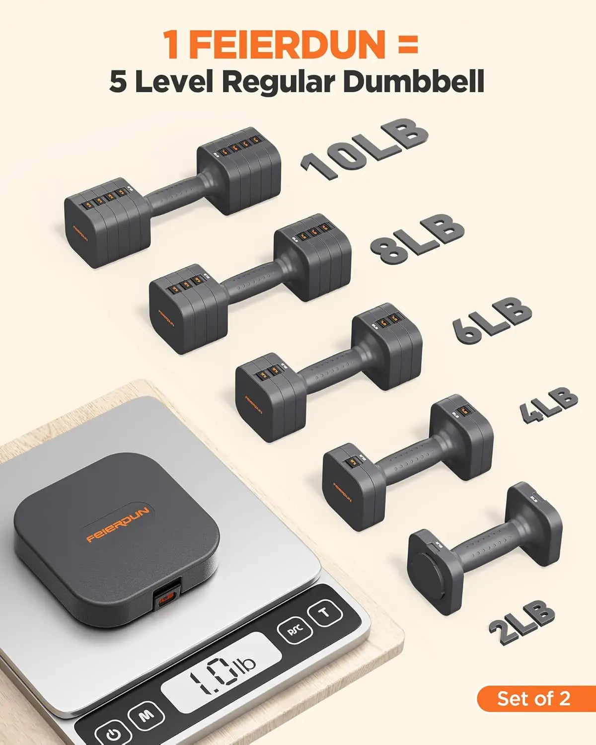 Feierdun Adjustable Dumbbell Set Of 2 Home Gym Fitness