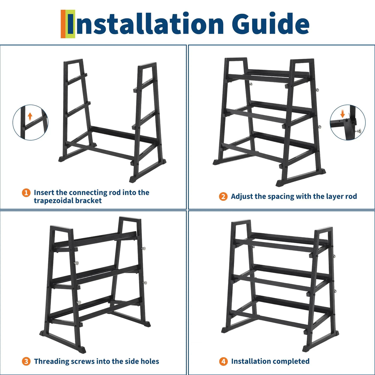 HiMISS 3-Tier Dumbbell Rack Weight Stand Trapezoidal Frame