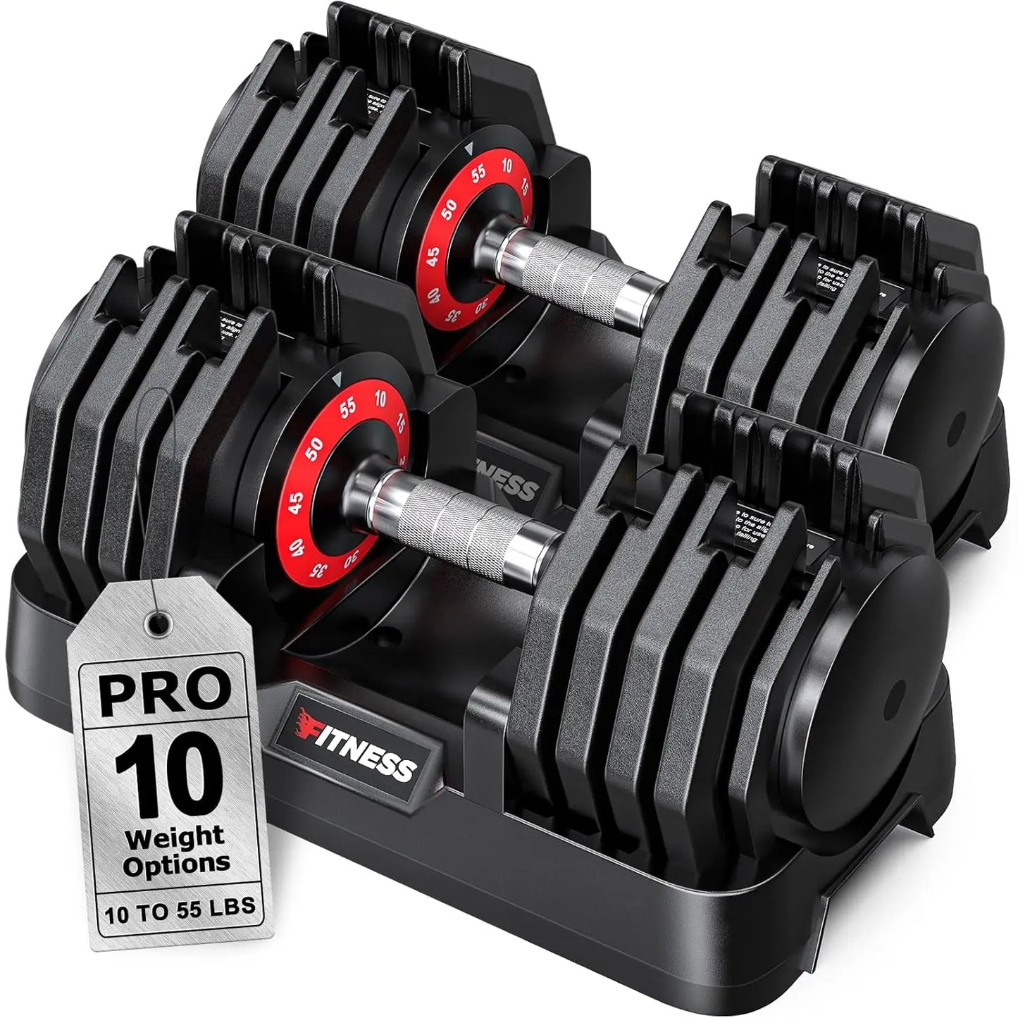 Adjustable Dumbbells Set 2 Quick Lock 55 Lbs Home Training
