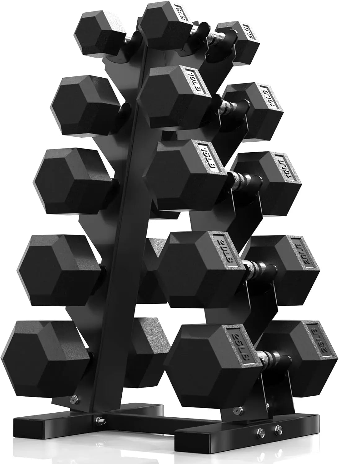 Rubber Coated Dumbbell Set With Exercise Rack For Home