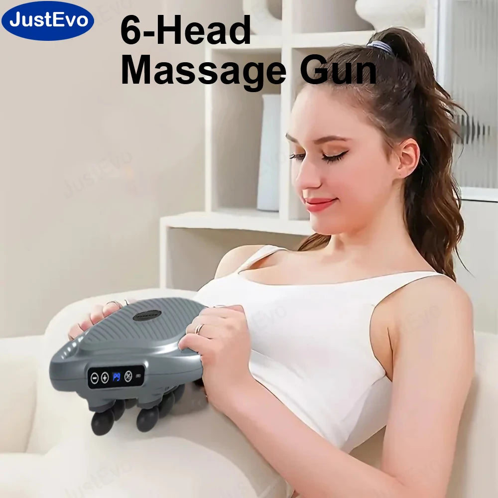 JUSTEVO 6-Head Deep Massage Gun with USB Type-C Rechargeable