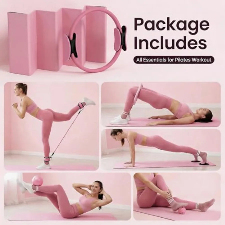 Pilates Circle Kit 18 Piece Home Exercise Set With Ring