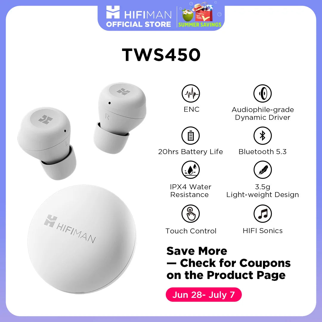 Hifiman TWS450 True Wireless Headset With Noise Cancellation