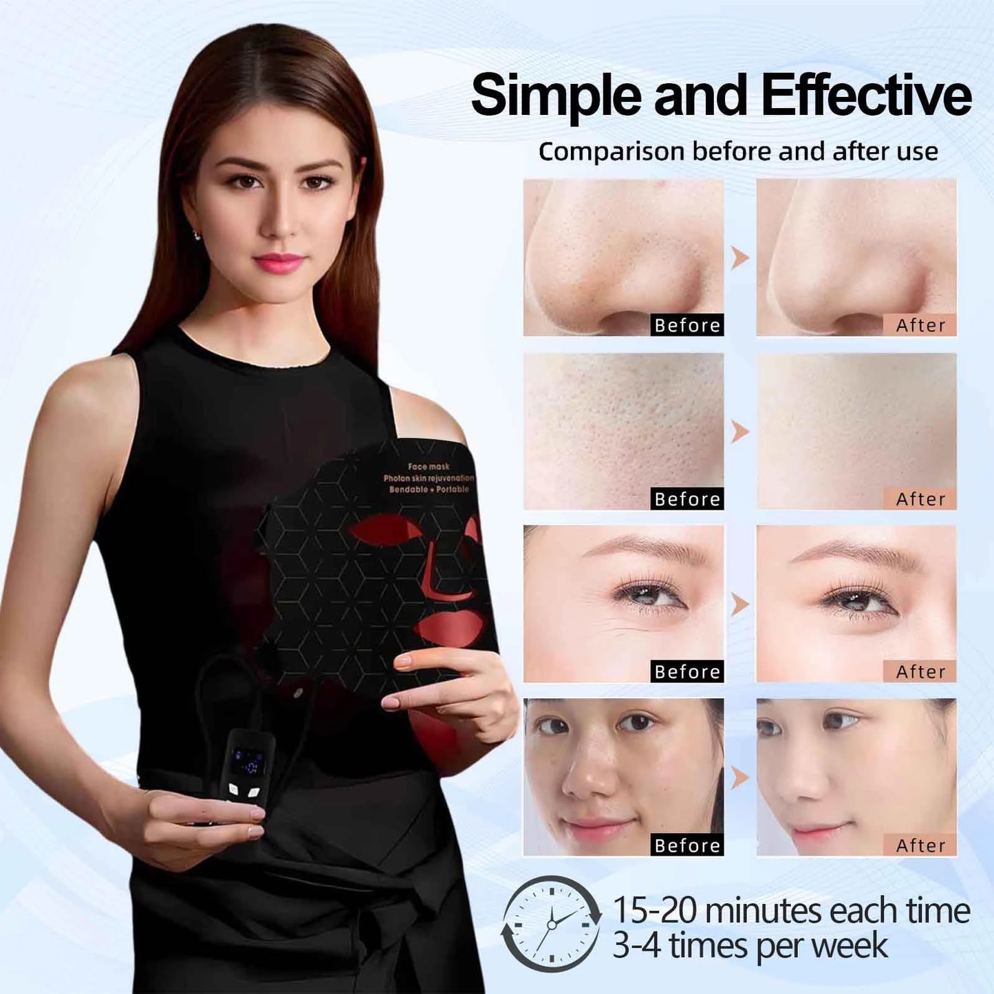 UBilli 4 Modes Portable LED Face Mask Light Therapy