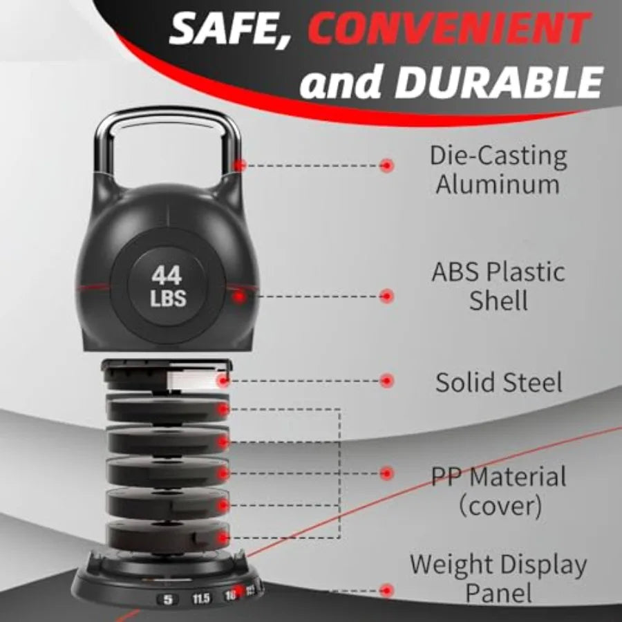 Adjustable Kettlebell Set 7-In-1 Dial Weight for Home Gym