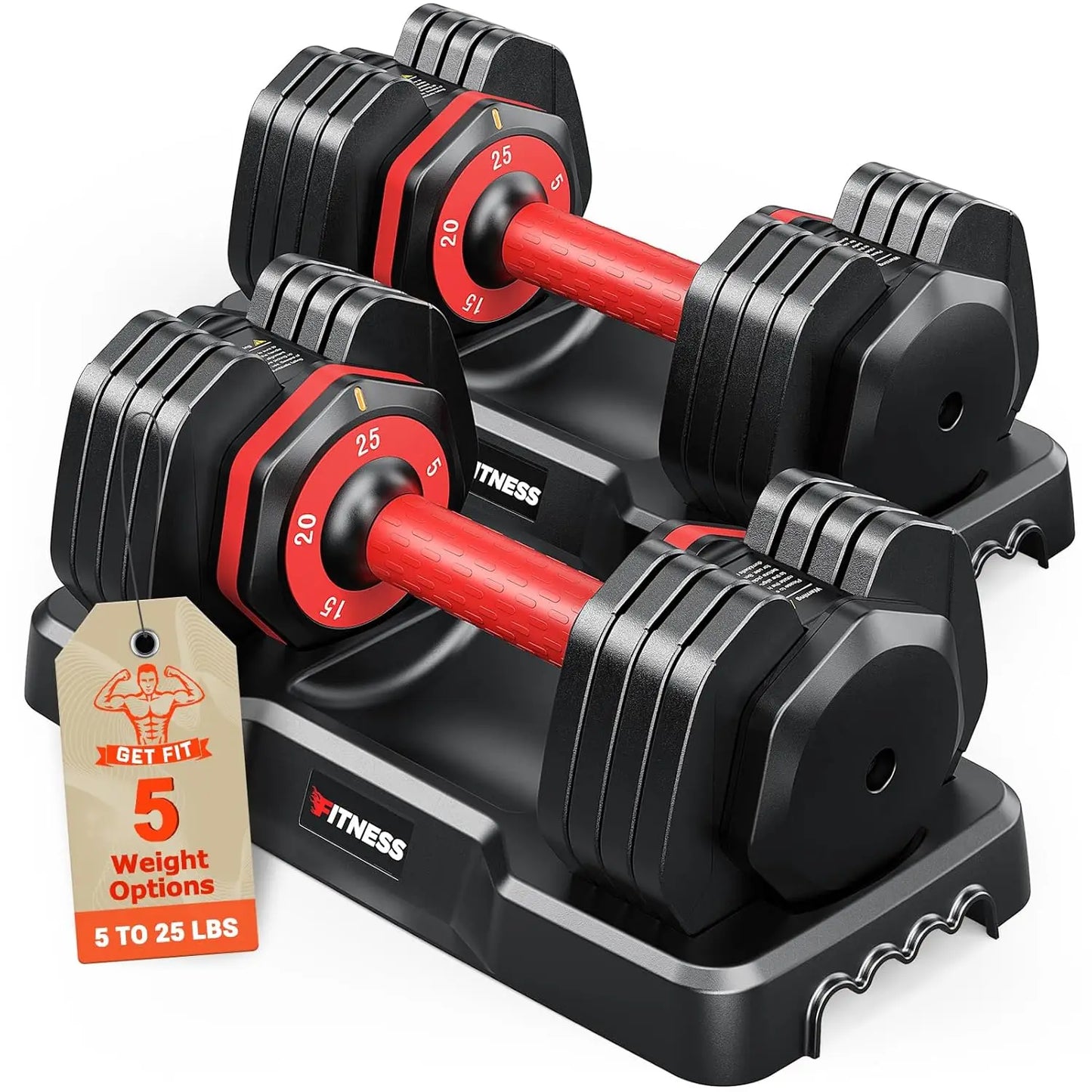 Adjustable Dumbbells Set 2 Quick Lock 55 Lbs Home Training
